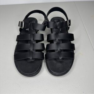 Jellypop Sandal Women’s Size 8 M Black Strappy Fisherman Gladiator Faux Leather